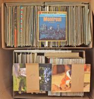 Kb 10.000 db modern képeslap benne magyar és külföldi városképek, üdvözlők közte sok nagyalakú, Erdé...