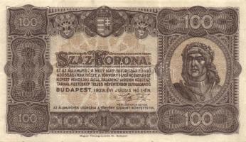 1923. 100K nyomdahely jelöléssel T:II/III+