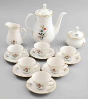 Thun Bavaria virágmintás mokkás készlet. Jelzett, kis kopással, teljes.