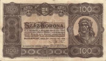 1923. 100K nyomdahely jelöléssel T:III+