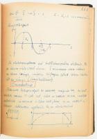 Mágnességtan. Régi kézzel írott egyetemi jegyzet, sérült félvászon kötésben