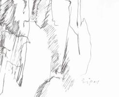 Eigel István (1922-2000): Romantikus táj. Tus, papír, jelzett. 29,5x42 cm