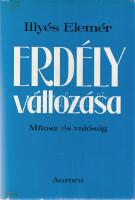 Illyés Elemér: Erdély változása. Mítosz és valóság. München, 1975. Aurora Könyvek (Molnár József ny.) 359 + [1] p. Első kiadás. Az erdélyi születésű és neveltetésű Illyés Elemér (1919-1989) jogász, falukutató, történész a második világháború után a nyugati magyar emigráció tagja. Egykori szülőföldje iránti érdeklődése az 1970-es évek eleji hazalátogatása nyomán élénkül meg. A munka első része szubjektív útinapló, az ezt követő tanulmányok az erdélyi magyarság gazdasági, kulturális, szociológiai körülményeinek sokrétű leírásai. A munka később újabb magyar kiadásban, majd német és angol kiadásban is megjelent, Magyarországon a kötet ugyanakkor nem látott napvilágot. Kiadói egészvászon kötésben és színes kiadói védőborítóban. Jó példány.