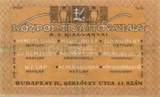 Központi Sajtóvállalat R.T. 1919. 20f T:II