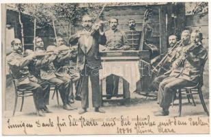 1904 Aranyosmarót, Zlaté Moravce; Első cigány zenekar / first gypsy music band (ázott / wet damage)