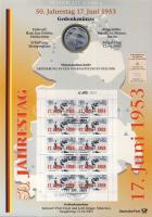 Németország 2003. 10€ Ag "Labdarúgó VB - Németország" + 10€ Ag "1953-as népfelkelés" nagyalakú emlékíveken egy-egy bélyeg-kisívvel, elsőnapi bélyegzőkkel, ismertetővel, valamint az ´53-as felkelés térképes ábrázolásával T:BU