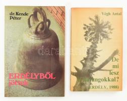 2 db Erdély témájú könyv: Végh Antal: De mi lesz a harangokkal? (Erdély, 1988). Útirajz. (Bp., 1988), A Magyar Népköztársaság Művészeti Alapja. Kiadói papírkötés. + Dr. Kende Péter: Erdélyből jöttek. (Bp.), 1988, Ifjúsági Lap- és Könyvkiadó. Kiadói papírktöés.