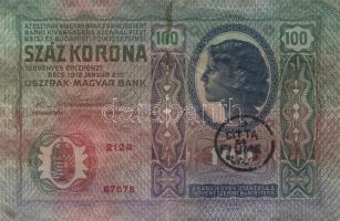 1912. 100K "Citta di Fiume" körbélyegzővel T:III- felül berepedve