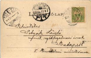 1903 Kevevára, Temeskubin, Kovin; Karcsay'sches Haus, Bahnhofgasse rechts / szálloda, Karcsay-f...