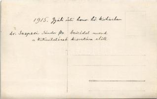 1915 Budapest IX. Gyáli úti honvéd helyőrségi kórház, dr. Szepesi Sándor főtörzsorvos beszédet mond ...