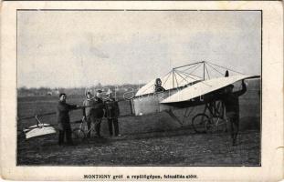 Montigny gróf a repülőgépen, felszállás előtt (kis szakadás / small tear)