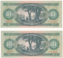 1962. 10Ft (2x) sorszámkövetők "A 874 155235 - A 874 155236" T:XF 
Adamo F6