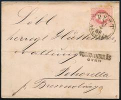 1868 Levél 5kr bérmentesítéssel PEST / DÉLUTÁN - Pohorella, POSTA INDULÁS UTÁN bélyegzéssel