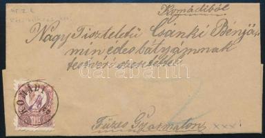 1873 Teljes levél Réznyomat 5kr bérmentesítéssel KOMÁDI - Füzes-Gyarmath (kézírásos nap-jelzés) (Gudlin 200 p)