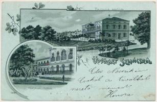 1901 Szliács, Sliac; Pannonia szálloda, társalgó terem / hotel, parlor. Art Nouveau, floral, litho (Rb)