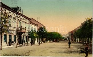 1910 Liptószentmiklós, Liptovsky Mikulas; Felső-Husták, utca, üzletek / street view, shops (EK)