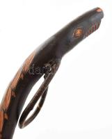 Tölgyfa sétabot, faragott, h: 102 cm