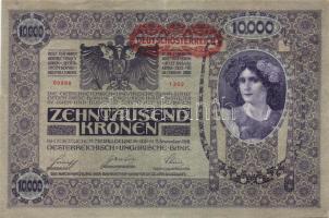 Ausztria/Osztrák-Magyar Bank 1918. 10.000K csak német nyelvű, vízszintes piros "Deutschösterreich" fny-sal T:II