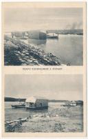 1938 Szap, Sap, Palkovicovo; vízimalmok a Dunán, úszó hajómalom / floating ship mills on the Danube river + "1938 Dunaszerdahely visszatért" So. Stpl