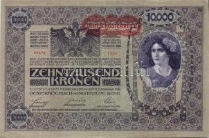 Ausztria/Osztrák-Magyar Bank 1918. 10.000K csak német nyelvű, vízszintes piros "Deutschösterreich" fny-sal T:II