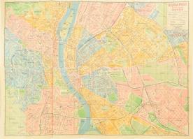 1942 Budapest belterületének térképe - Budapest utcái és terei (utcajegyzék). Bp., Aczél Testvérek kiadása, kisebb szakadásokkal, 68x49,5 cm