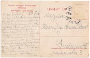 1916 Budapest X. Kőbánya, Galai Mihály Ligettéri vendéglős kerthelyisége, étterem, bor és sör, Közpo...