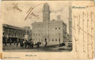 1900 Komárom, Komárno; Klapka tér, városháza, üzletek. Sipos Ferenc kiadása / square, town hall, shops (EM)