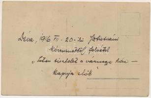 1916 Déva, augusztus 20-i Szent István napi körmenet a vármegyeház előtt a főispánnal / processon in...