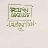 Festin Coquin 5 darab kínáló, mázas iparművész kerámia, egyiken sérüléssel, jelzett, d: 31 cm alatt