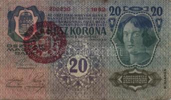 1913. 20K II.kiadás "Magyarország" piros körbélyegzővel T:III