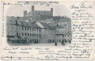 1900 Pozsony, Pressburg, Bratislava; Hal tér és Király vár / Fischplatz u. Schlossruine / square, castle ruins (EK)