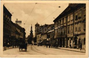 Pozsony, Pressburg, Bratislava; Frigyes főherceg út, Mahr Károly üzlete / Erzhezog Friedrich-Straße / street view, shops