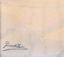 Piczek Zoltán, működött 1930-40 körül: Téli napsütés. Akvarell, papír. Jelzett. Dekoratív, üvegezett...