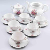 Antik Zsolnay virágmintás kávés készlet, hiányos