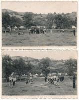 1944 Alsólendva,Alsó-Lendva, Dolnja Lendava; tűzoltó tanfolyam gyakorlata - 2 db eredeti fotó képeslap / firefighting course practice  - 2 original photo postcards