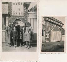 Marosvásárhely, Targu Mures; - 2 db régi székely kapu fotólap különböző méretben. Kari Sándor fényképész felvételei / 2 pre-1948 Transylvanian wood carved gate photo in mixed size