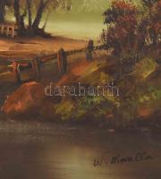 Olvashatatlan jelzéssel: Csónakos. Olaj, vászon. Dekoratív, kissé sérült fakeretben, 50×70 cm