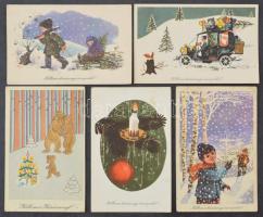 67 db MODERN magyar retro grafikai üdvözlő képeslap. Képzőművészeti Alap: KARÁCSONY / 67 modern Hungarian retro greeting graphic postcards: Christmas