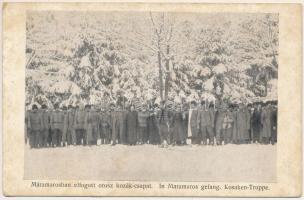 Máramaros, Maramures; Elfogott orosz kozák csapat télen. Kövy Gyula felvétele, Berger Miksa utóda kiadása (Máramarossziget) / In Maramaros gefangene Kosaken-Truppe / WWI K.u.K. military, captured Russian soldiers, POWs (prisoners of war) in winter (kis szakadás / small tear)