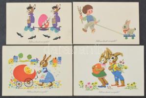 70 db MODERN magyar retro grafikai üdvözlő képeslap. Képzőművészeti Alap: HÚSVÉT / 70 modern Hungarian retro greeting graphic postcards: Easter