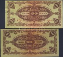 1945. 10.000P bélyeggel (2x) egyik bélyeggel T:I,I-
