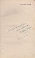 Lestyán Sándor: Cigánymuzsika. Rigó Jancsi és Chimay hercegné regényes szerelme. 8 képpel. (Dedikált.) (Budapest, 1940). Dr. Vajna és Bokor (Globus nyomdai műintézet rt.) 1 t. (címkép) + 272 + [2] p. + 3 t. (kétoldalas). Egyetlen kiadás. Dedikált: ,,Jolinak és Miskának, szerető barátsággal: Lestyán Sándor. 1941. dec. 12". Néhány oldalon apró, halvány foltosság, példányunk fűzése meglazult. (Két oldal kijár, beragasztandó!) Feliratozott, enyhén sérült gerincű kiadói egészvászon kötésben. Közepes állapotú.