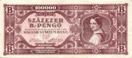 1945-46. 7klf infla bankjegy benne MP,BP T:I,I-