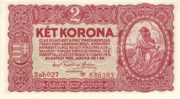 1920. 2K (3x) 3klf típusban: sorszámok között ponttal, vékony illetve vastag csillaggal! T:I,I-,II+