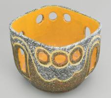 Pesthidegkúti kaspó, mázas kerámia, kis kopással, 25x25x19 cm