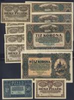 1920. kis korona tétel: 20f (6x), 50f (1x), 10K (3x), 20K (1x), összesen 11 db T:I,I-