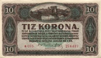 1920. 10K (6x) egymásutáni sorszámokkal T:I,I-