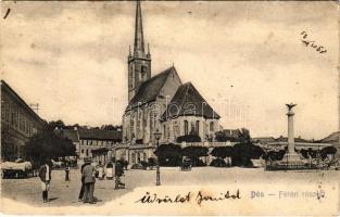 1905 Dés, Dej; Fő tér, templom, piac. Gálócsi Samu kiadása / main square, church, market (fl)