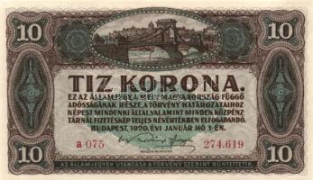 1920. 10K (6x) egymásutáni sorszámokkal T:I,I-
