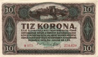 1920. 10K (6x) egymásutáni sorszámokkal T:I,I-